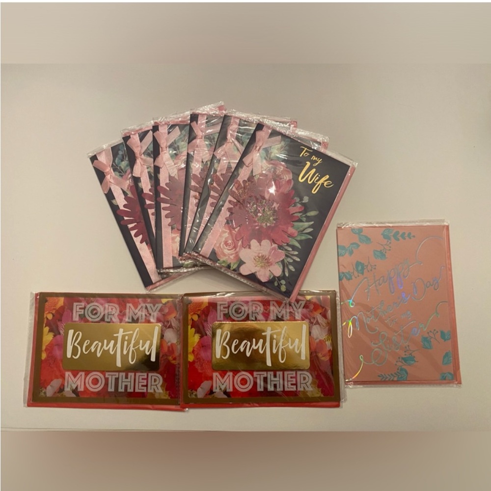 Voila Mothers Day Cards Ribbon Floral Foil Wife Mom Sister NWT Pink Red OS